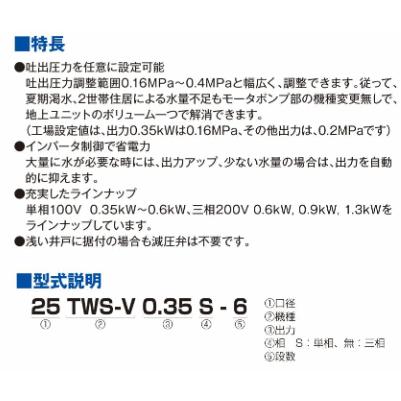 テラル 25TWS-V0.6-7 TWS-V型 深井戸用給水ポンプ : BUZAIYA - 通販