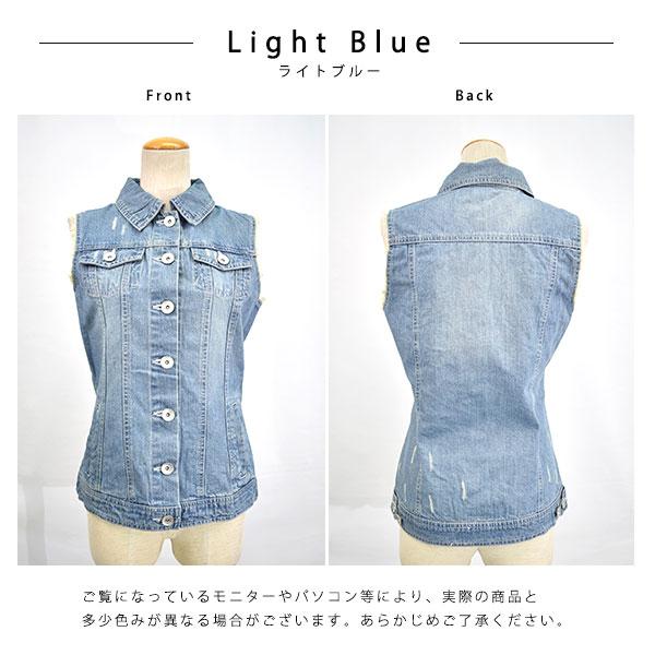 デニムベスト レディース トップス ベスト ジレ Gジャン 襟付き