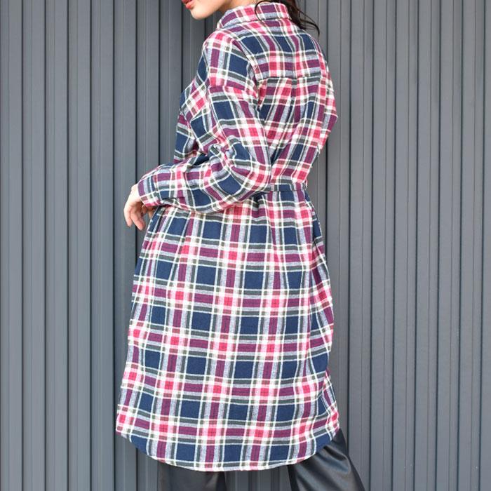 ネルシャツ ロングシャツ シャツワンピース ワンピース タータン 