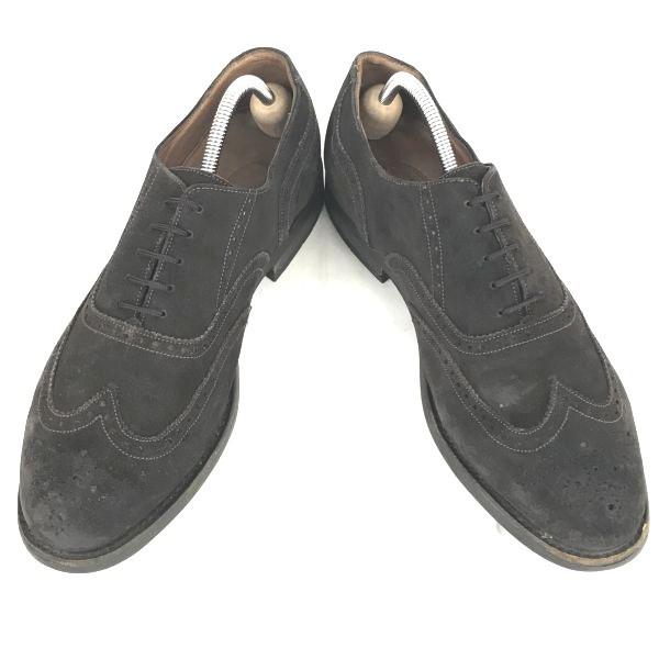 BENSON SHOES★本革ウイングチップ【29.5/暗茶】スエード加工/グッドイヤー製法/フルブローグ/ドレスシューズ/ビジネス◆D-58 BENSON SHOES☆本革ウイングチップ【29.5/暗茶】スエード加工