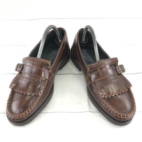 70s-80s頃?ビンテージ品★アメリカントラッカーズ/American trackers★本革キルトローファー【26.0-27.0/茶】イタリア製ラグソール◆XJ-111 |  | 01