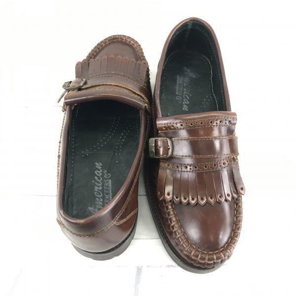 70s-80s頃?ビンテージ品★アメリカントラッカーズ/American trackers★本革キルトローファー【26.0-27.0/茶】イタリア製ラグソール◆XJ-111 |  | 04