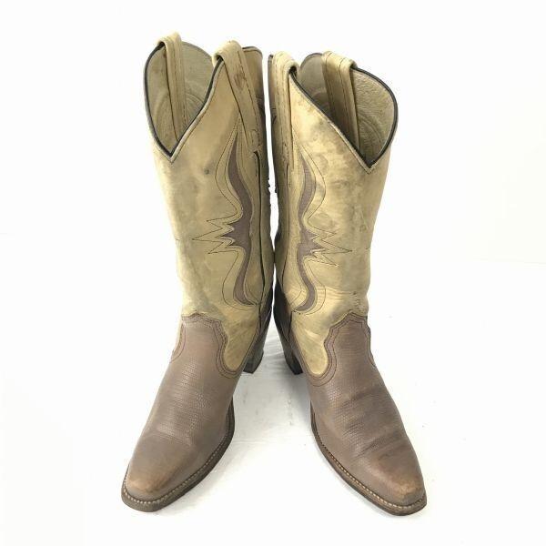 80s-90s?USA製ビンテージ★FRYE/フライ【6.5B　24.0/ベージュ】本革/グッドイヤー製法/ペコスブーツ/ウエスタン/Vintage boots◆WB31-12 |  | 01