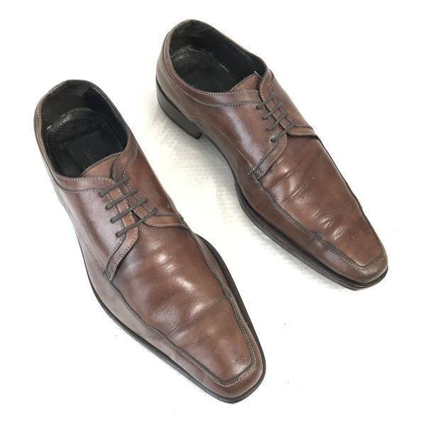 Made in Italy★CARLO MEDICI/カルロメディチ★本革/ロングノーズ/Uチップ【41/25.5-26.0/茶/BROWN】ビジネス/dress shoes◆D-71 |  | 01