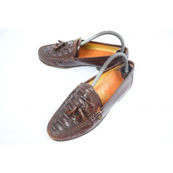 キャメル/CAMEL boots★編み本革タッセルローファー【24.5-25.0/6.5/暗茶】イントレチャート/ドレスシューズ/ビジネス◆20H169 | 