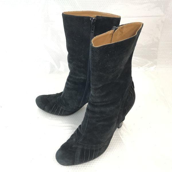 CHIE MIHARA/チエミハラ★スエード本革/サイドジップブーツ【37/23.0-23.5/黒/BLACK】Shoes◆WB100-3 | 