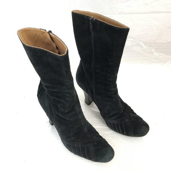 CHIE MIHARA/チエミハラ★スエード本革/サイドジップブーツ【37/23.0-23.5/黒/BLACK】Shoes◆WB100-3 |  | 01