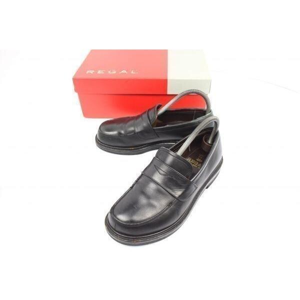 箱付き/日本製★REGAL★本革/コインローファー【23.5/メンズ/黒】スリッポンシューズ/ドレスシューズ/ビジネス◆A7-08 | REGAL