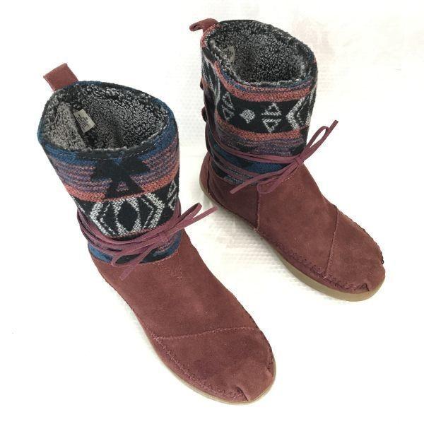 トムズ/TOMS★本革/秋冬スエードブーツ/内側ボア【W6/23.0/レディース/ワインレッド/WINE RED】Shoes◆WB93-22 |  | 01