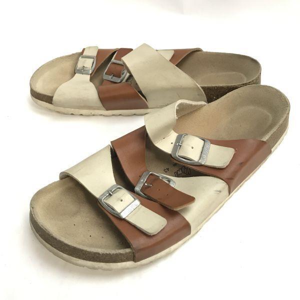 スペイン製★Hawkins/ホーキンス★フラット/レザーサンダル【size:43/27.0-28.0/brown×beige/茶×ベージュ】Shoes/trainers◆Q-644 | 