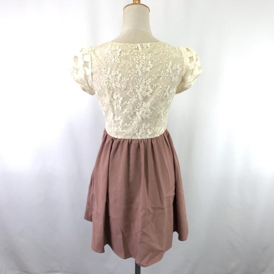 BE RADIANCE【ビーラディエンス】 半袖 ワンピース 【size:F/ミニ丈/アイボリー×ピンク系/花刺繍】スカート切り替え/dress◆BJ006-e |  | 02
