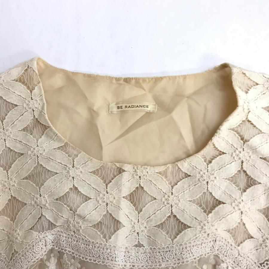 BE RADIANCE【ビーラディエンス】 半袖 ワンピース 【size:F/ミニ丈/アイボリー×ピンク系/花刺繍】スカート切り替え/dress◆BJ006-e |  | 03