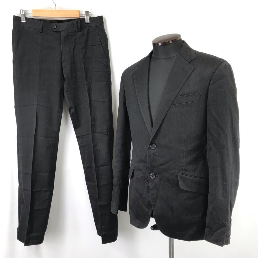 R.NEWBOLD【アールニューボールド】 スーツセットアップ【メンズ上下M/黒/black/薄いストライプ】シングル/総裏地/Jacket/pants/ポールスミス◆BJ034-j_2
