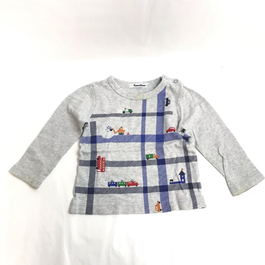 Familiar【ファミリア】 長袖Tシャツ【キッズ90/グレー/gray/チェック
