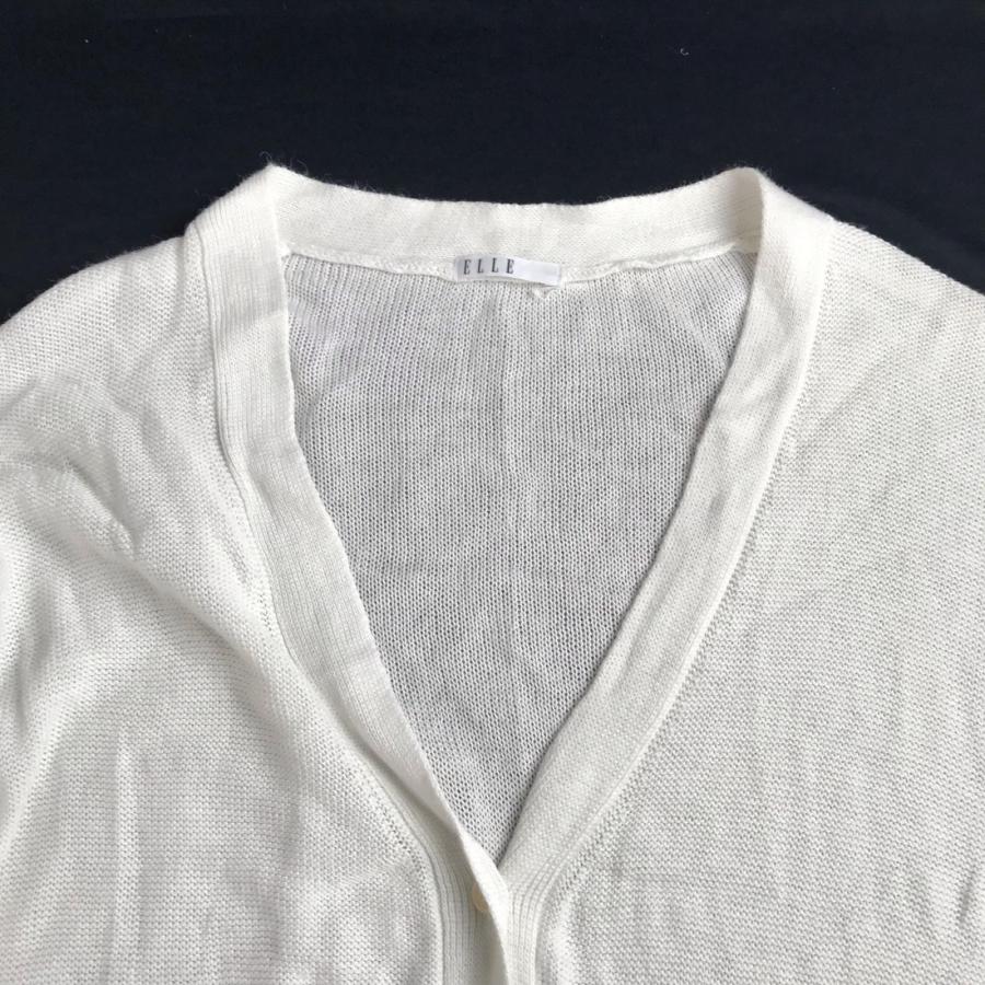 ELLE【エル】コットン/麻/ロング丈カーディガン【38/レディースM/白系/white】Tops/sweater◆BJ104-e | ELLE | 04