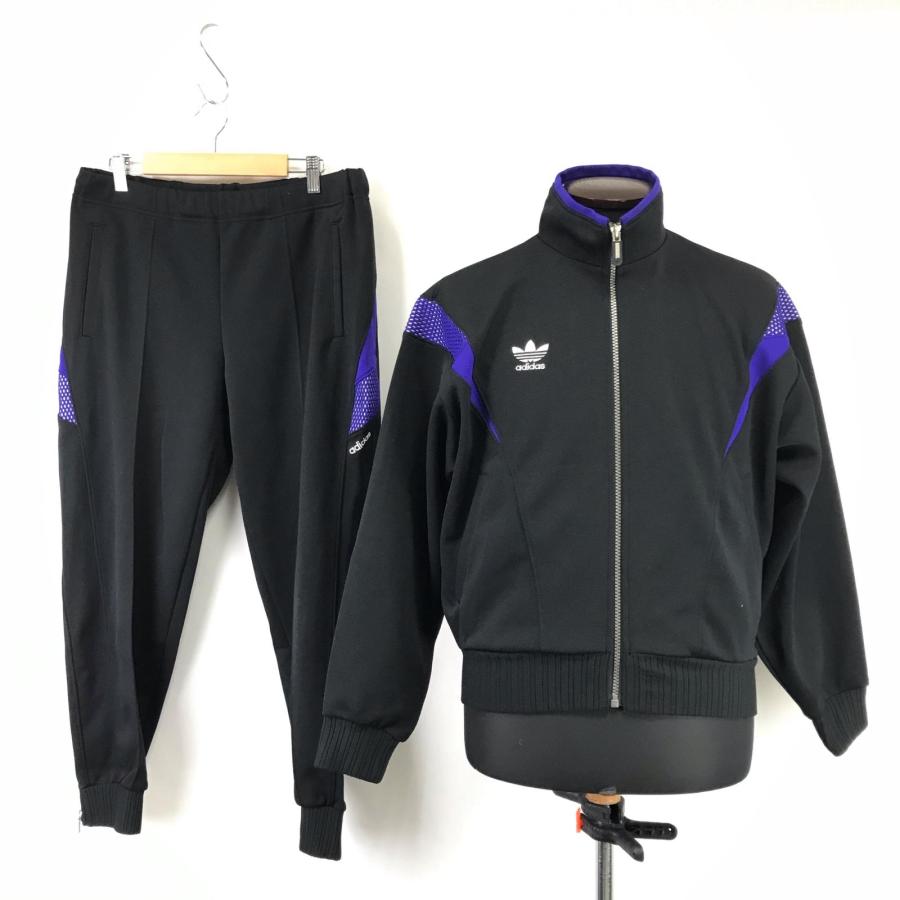 90s/デサント製★adidas/アディダス★ジャージ/上下セットアップ【メンズM/165cm/黒×紫】トレフォイル刺繍ロゴ/Jacket/pants◆BJ123-d_1