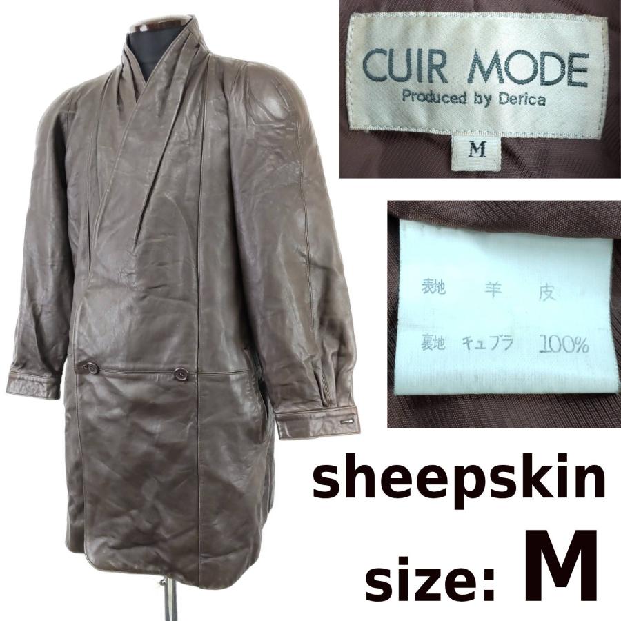 90s?/vintage★CUIR MODE★シープスキン/レザーコート/羊皮【メンズM/茶/brown】ショルダーパッド/アウター/ブルゾン/Coat/Jacket◆BJ167-e | 