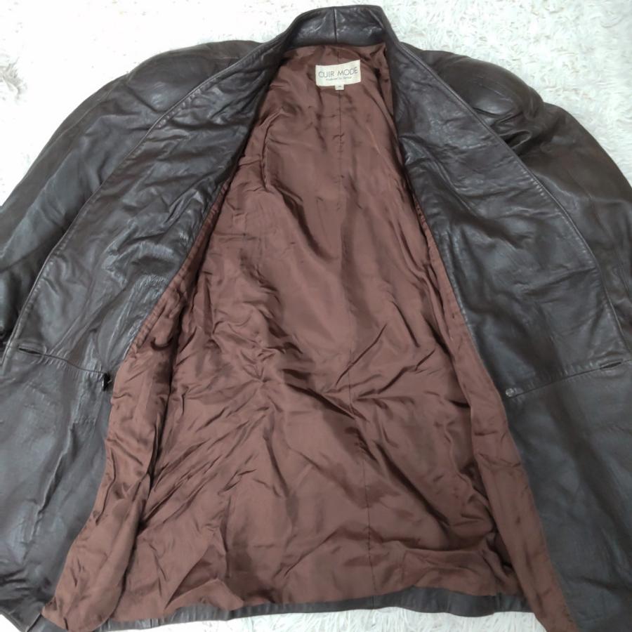 90s?/vintage★CUIR MODE★シープスキン/レザーコート/羊皮【メンズM/茶/brown】ショルダーパッド/アウター/ブルゾン/Coat/Jacket◆BJ167-e |  | 06