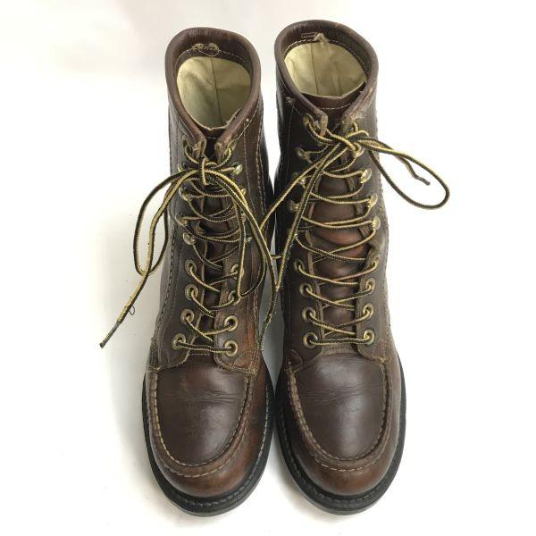 70s-80s USA?/Vintage★本革/10ホール/レースアップ/ワークブーツ【7E/25.0/茶】187ミリタリー/ビンテージ/Leather/Boots/shoes◆bWB103-06_6
