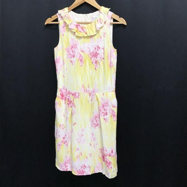 美品/ヴァレンティノジャパン正規代理店タグ★RED VALENTINO★フリル/膝丈ノースリーブワンピース【38/M程度/黄/yellow花柄】dress◆cBH908_1