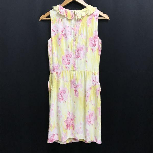 美品/ヴァレンティノジャパン正規代理店タグ★RED VALENTINO★フリル/膝丈ノースリーブワンピース【38/M程度/黄/yellow花柄】dress◆cBH908_2