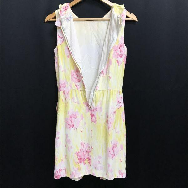 美品/ヴァレンティノジャパン正規代理店タグ★RED VALENTINO★フリル/膝丈ノースリーブワンピース【38/M程度/黄/yellow花柄】dress◆cBH908_3