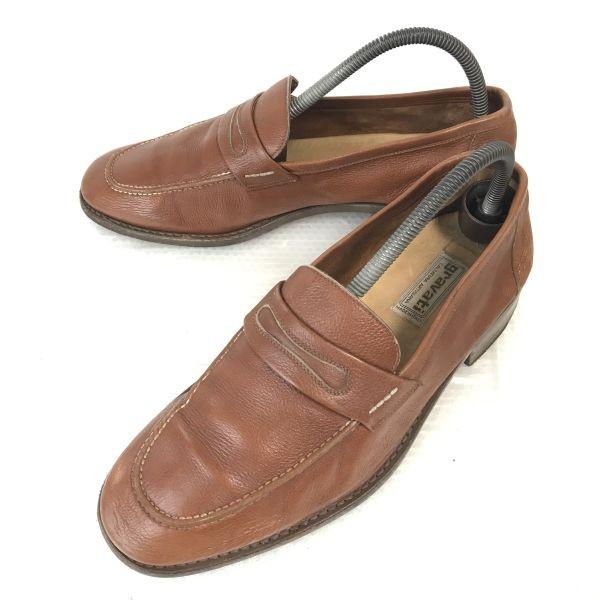 80s-90s/Vintage/イタリア製★グラバティ/gravati★本革/ローファー/モカシン【7/25.5-26.0/茶/BROWN】ビジネス/dress shoes◆cF-169_1