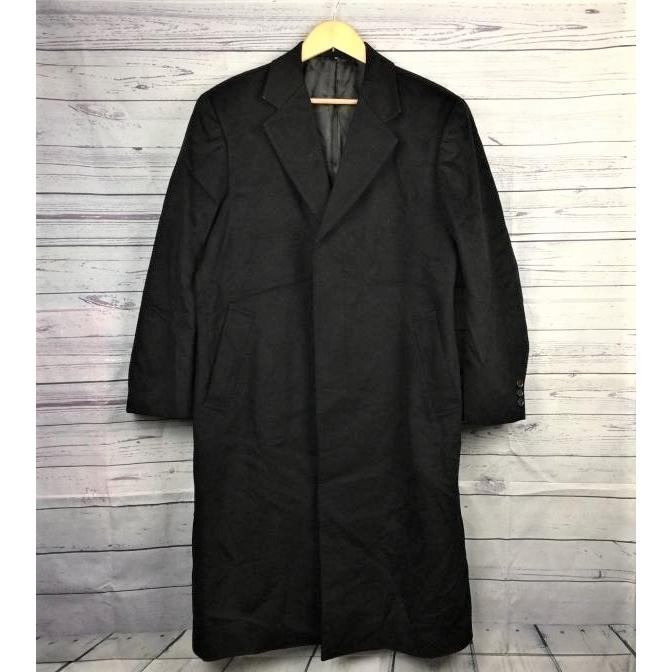 訳あり特価★OXRAM COLLECTION★カシミヤ100％/ロングコート【メンズM/黒】チェスター/比翼仕立て◆BA90-B | 