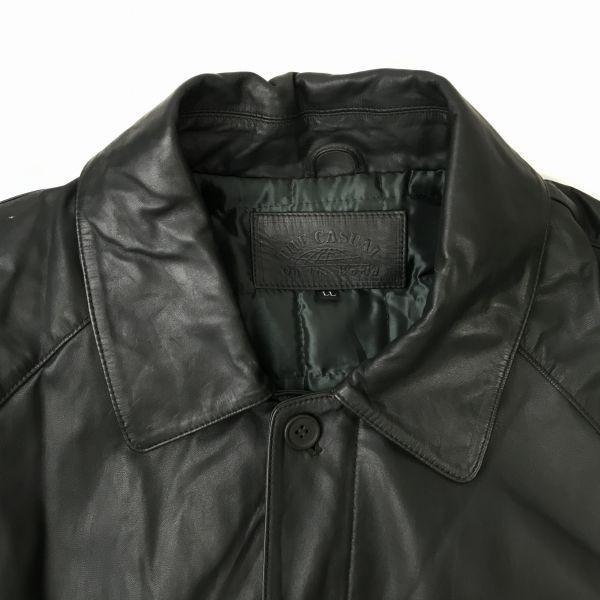 試着交換OK！馬革/ホースハイド/レザーコート/ジャケット【メンズLL/黒/BLACK】THE CASUAL/on the world. W9-089 試着交換OK！馬革/ホースハイド/レザーコート/ジャケット【メンズLL/黒