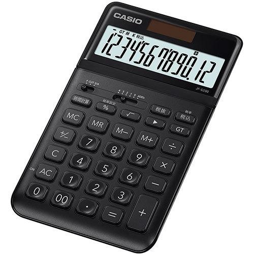 カシオ計算機 CASIO スタイリッシュ電卓 ジャストタイプ12桁 ブラック JF-S200-BK-N｜buzzfurniture