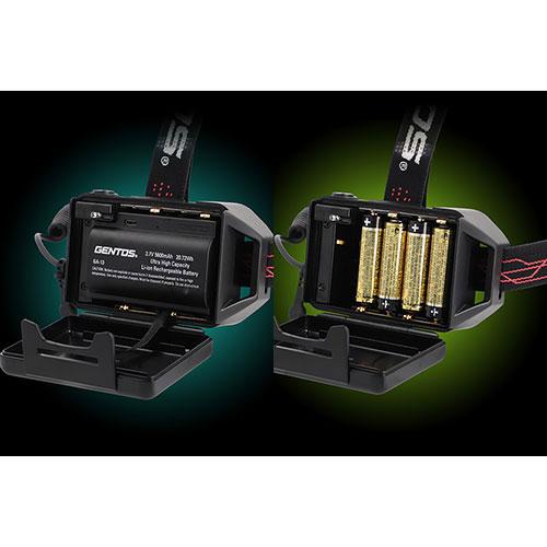 定期販売 GENTOS ハイエンドモデル Gシリーズ 充電式ヘッドライト + アルカリ乾電池 単3形10本パックセット GH-103RG+HDLR6/