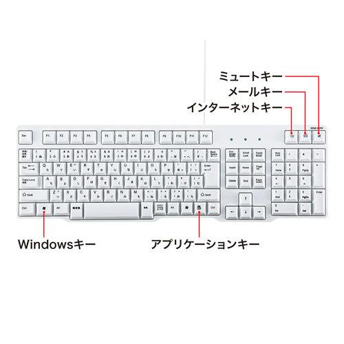 サンワサプライ PS/2キーボード ホワイト SKB-L1N｜buzzfurniture｜03
