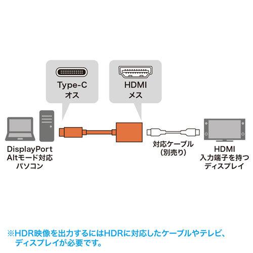 サンワサプライ Type C-HDMI 変換アダプタ HDR対応 AD-ALCHDR01｜buzzfurniture｜02