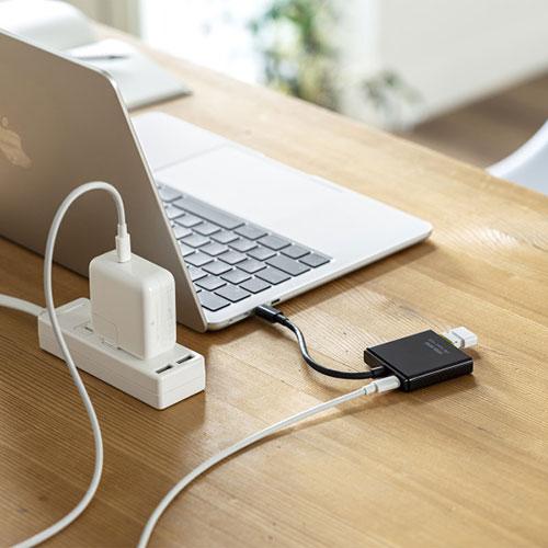 サンワサプライ USB Type-C ハブ(3ポート) Type-C×2 PD専用ポート×1 USB-3TCP12BK｜buzzfurniture｜03