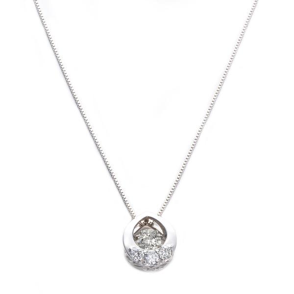 ダイヤモンド ネックレス K18 ホワイトゴールド 0.2ct ダンシングストーン ダイヤモンドスウィングネックレス 雫モチーフ 揺れる ダイヤ ペンダント 鑑別カー...の画像