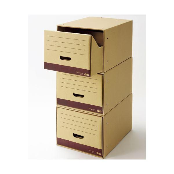 （まとめ） TANOSEE ファイリングキャビネット ショートタイプ A4用 内寸W322×D394×H263mm 1個 〔×5セット〕の画像