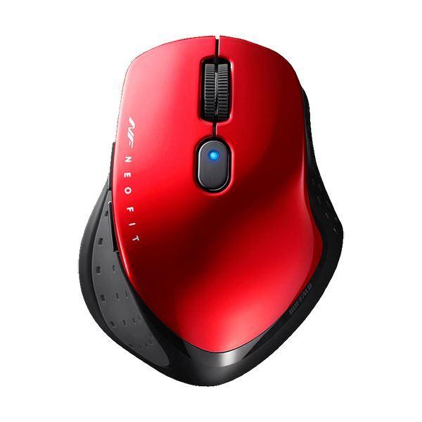 （まとめ）バッファロー 無線 BlueLED5ボタン ネオフィットマウス Mサイズ レッド BSMBW510MRD 1個〔×2セット〕