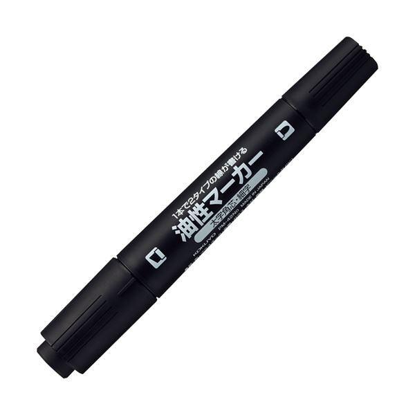 （まとめ）コクヨ 再生樹脂油性マーカーツイン太字+細字 黒 PM-42ND 1セット（10本）〔×5セット〕