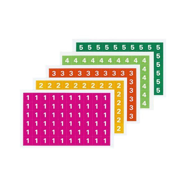 （まとめ）コクヨ ナンバーシール（ミックス）（1〜5）ハードカラー L-FCM-1 1パック（300片：60片×5シート）〔×10セット〕