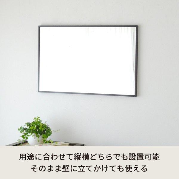 細枠ウォールミラー(幅47×高さ82cm) (ブラウン/茶) 天然木 鏡 スリム 高級感 木製 飛散防止加工 壁掛け オシャレ 北欧風 玄関 トイレ 洗面 日本製 完成品 NK-12の画像