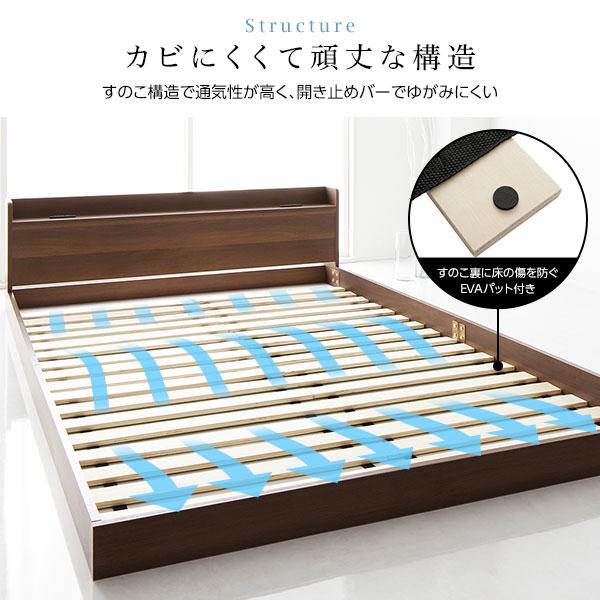 ベッド シングル 2層ポケットコイルマットレス付き ブラウン 低床 棚付 宮付 コンセント付 すのこ ローベッド ベッド シングル 2層ポケットコイルマットレス付き ブラウン 低床 棚付 宮付 コンセント付 すのこ ローベッド