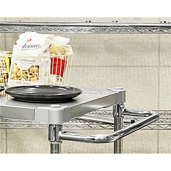 【ポイント５倍！】ステンレスシェルフワゴン 46×90cm 3段 シルバー キャスター 700 取っ手付き 日本製 ステンレス シェルフ ワゴン 組立式_1