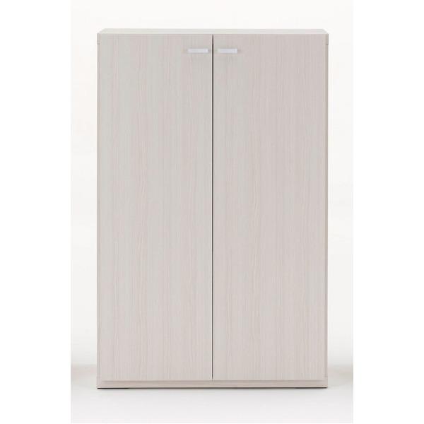 【ポイント５倍！】フナモコ リビングシェルフ 扉付き 〔幅74.3×高さ113.8cm〕 ホワイトウッド KFS-74〔完成品〕 日本製
