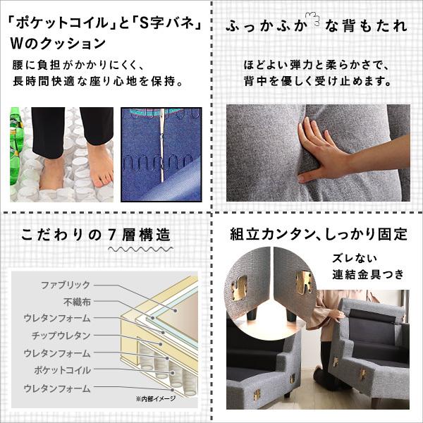 北欧インテリア　３人掛けコンパクトカウチソファ【lugna-ルグナ-】