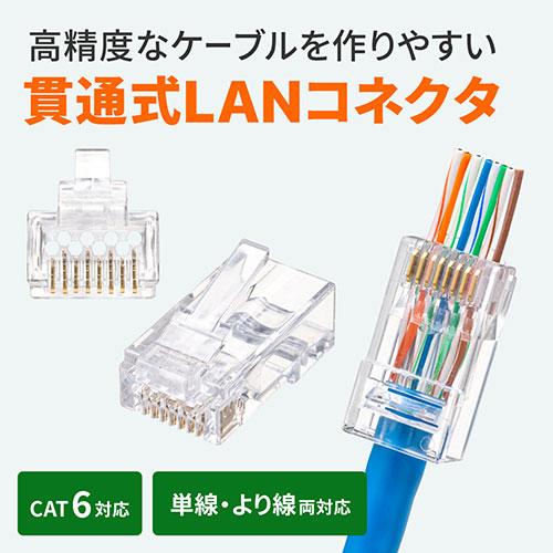 サンワサプライ RJ-45コネクタ カテゴリ6、貫通型、単線 より線共用、100個入り ADT-6RJKN-100｜buzzhobby2｜02