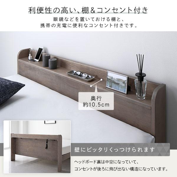 ダブルベッド ベッド ダブル グレージュ ボンネルコイルマットレス付き