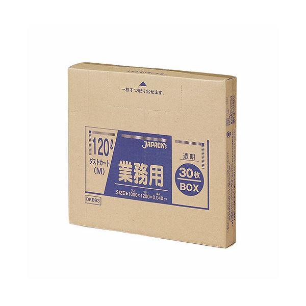 (まとめ) ジャパックス 業務用ダストカート用ゴミ袋 透明 120L BOXタイプ DKB93 1箱(30枚) 〔×3セット〕 ダスター、クロス