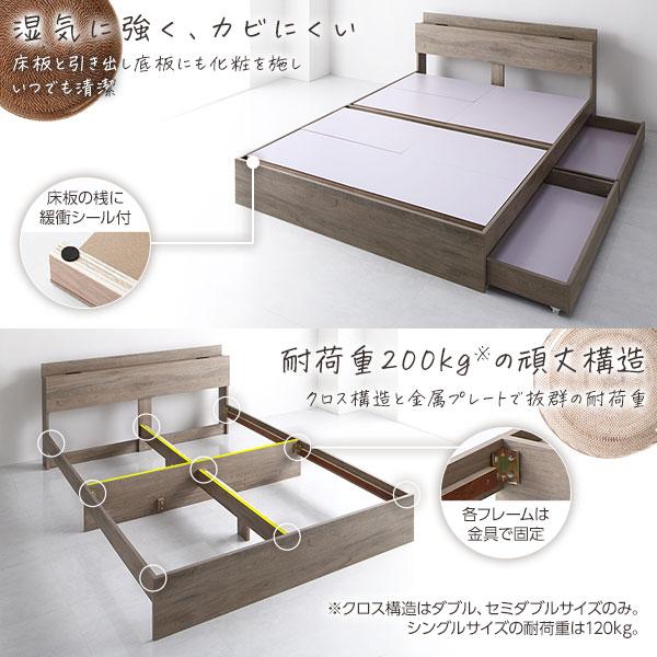 ベッド ダブル ボンネルコイルマットレス付き グレージュ フラップ扉