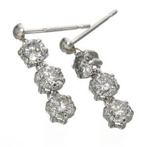 PT1ctスリーストーンダイヤモンドピアス プラチナ