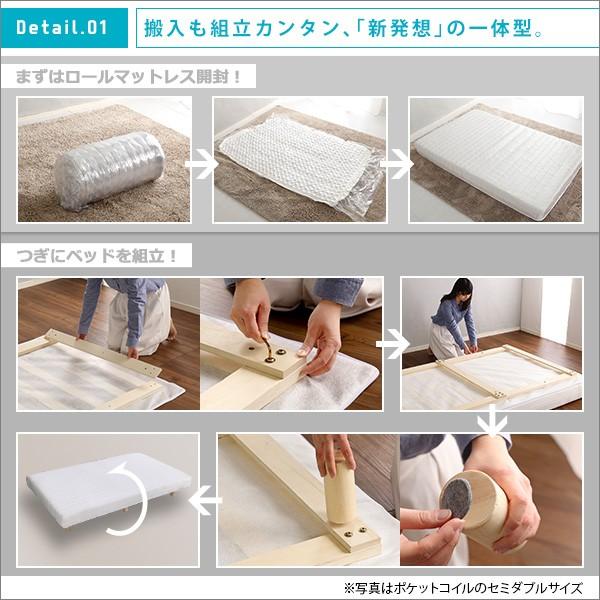 商品が購入可能です 新発想で搬入も組立カンタン！ ほどよい弾力 脚付きロールマットレス（ボンネルコイルスプリング）【Unite -Raide-　-ユニテ・ライド-】シングルサイズ